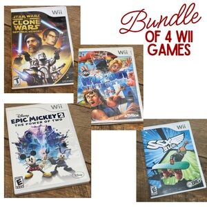 Wii Games Bundle of 4 Wipeout, Star Wars Clone Wars, Epic Mickey 2, SSX Blur
